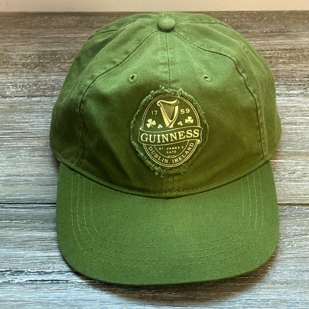 Guinness Beer Cap Mens One Size Green Strap Back Twill Logo Ireland Hat